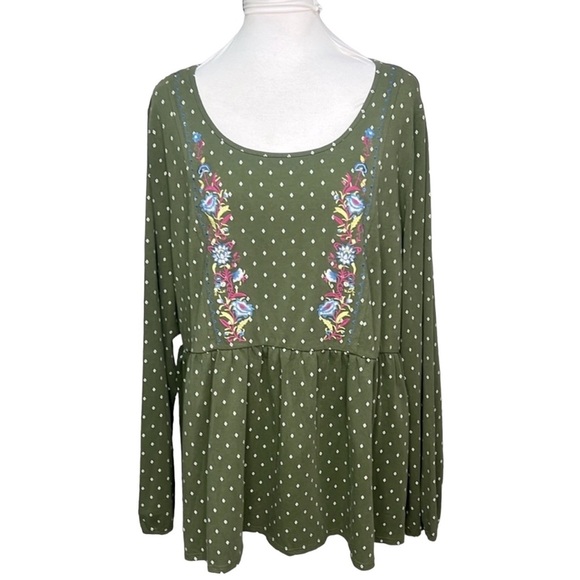 Matilda Jane Embroidered Peplum Blouse Green - Picture 2 of 9